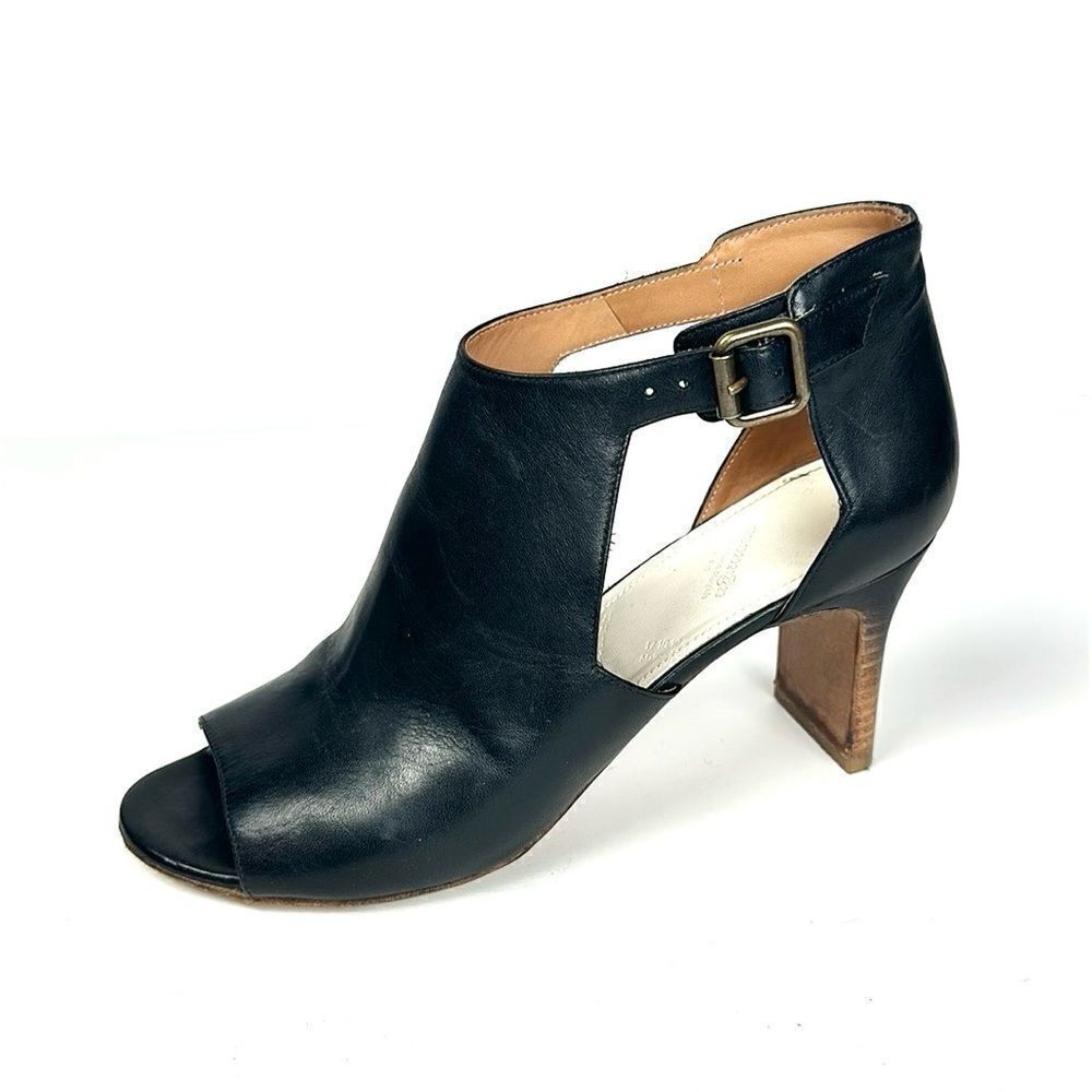 Maison Martin Margiela Black Leather Ombre Heels Open Toe Side Buckle Italy 39
